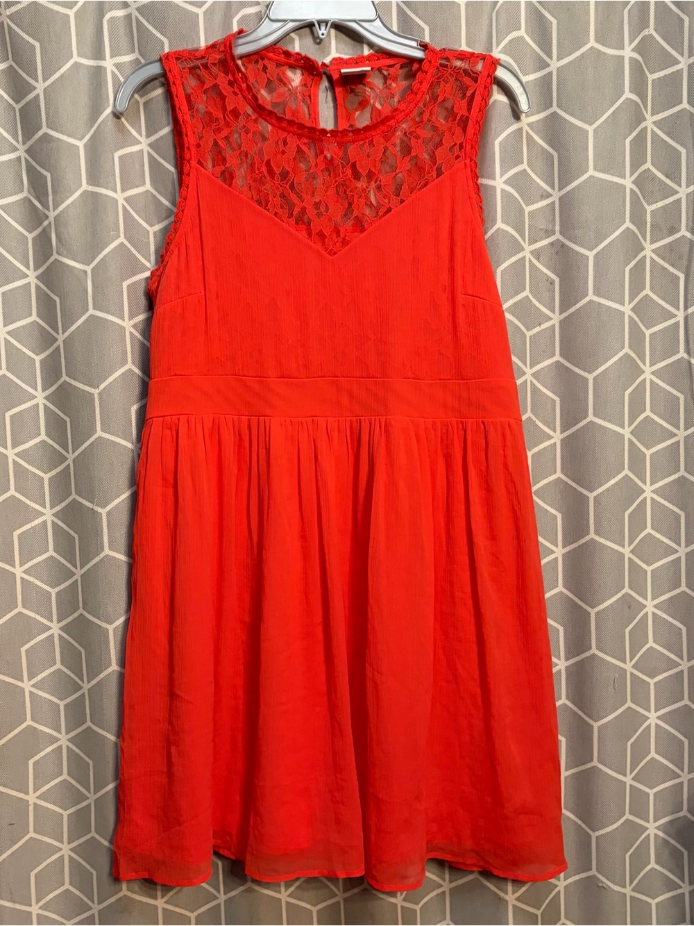 Vero Moda Bright Red Lace Yoke Sleeveless Dress